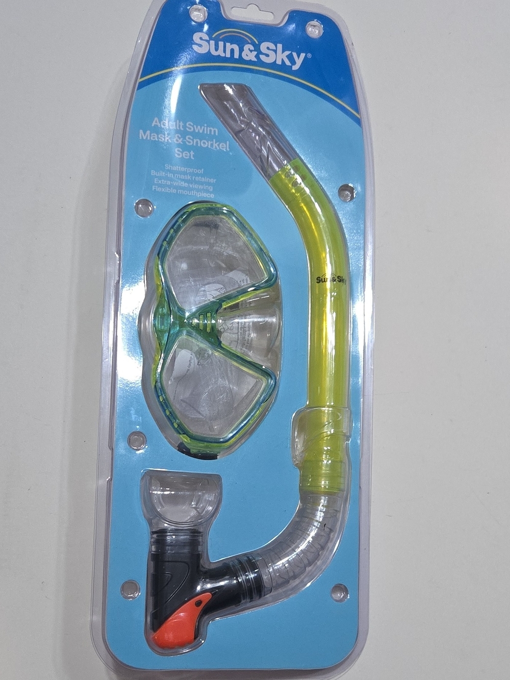 Sun & Sky Adult Swim Mask and Snorkel Set - Green and Yellow